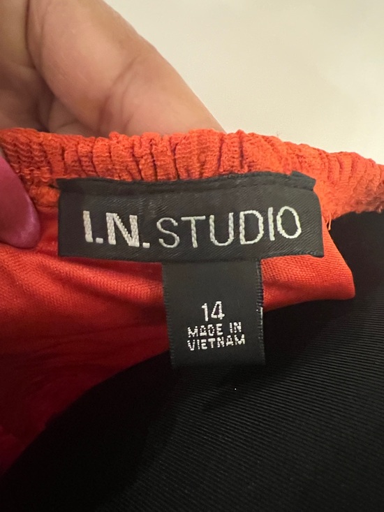 I.N. Studio Orange Lace Long-Sleeve Peasant Dress with Belt - Picture 2 of 10